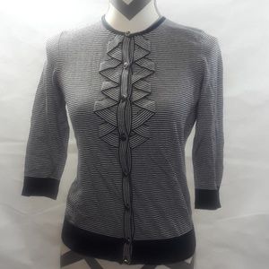 Talbots Navy and White Cardigan P